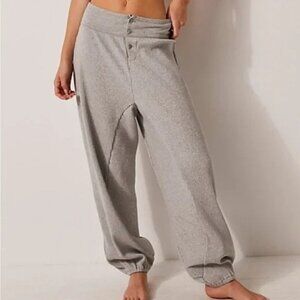 Free People Intimately Most Wanted Joggers sz L Gray Ribbed Wide Leg Balloon